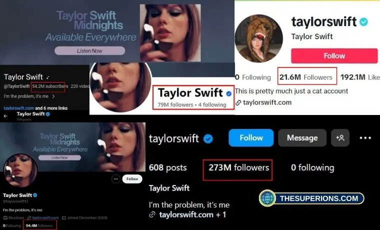 Taylor swift Social Media Accounts
