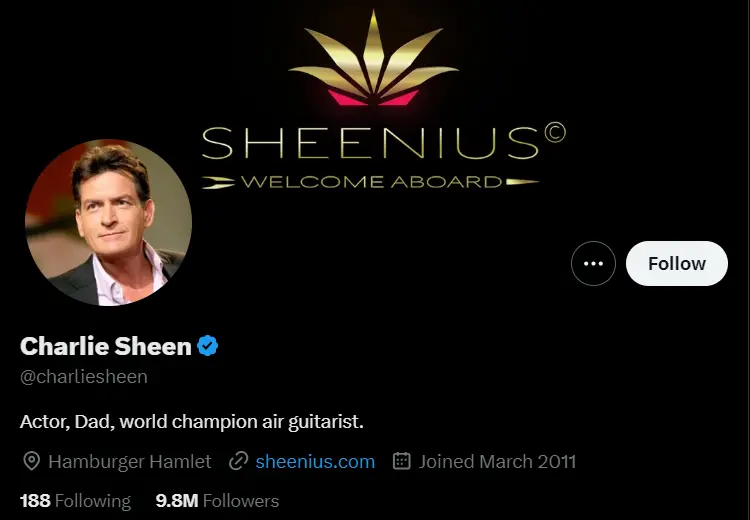 Charlie Sheen's social media accounts in 2024